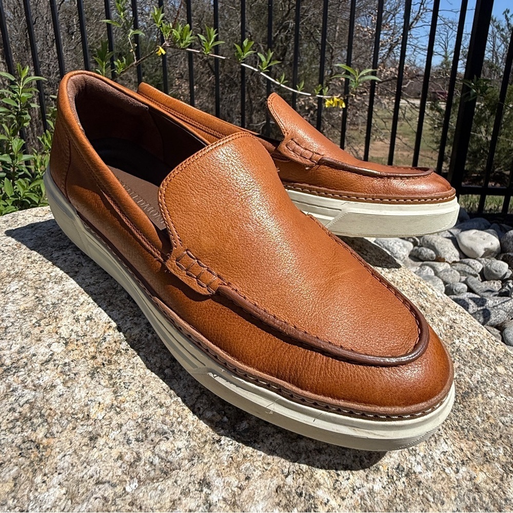 Allen Edmonds Mens Burke Vent Tan Leather Slip On Sneakers 8.5D USA Made Leather
